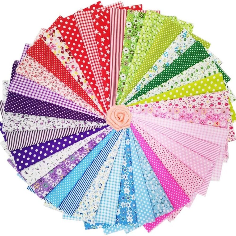 Vibrant 35-Piece 100% Cotton Precut Fabric Squares for Quilting & Crafts - 9.8"